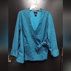 Lane Bryant Teal Wrap Blouse
